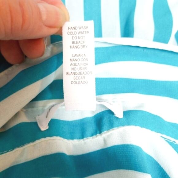 Ambiance striped chiffon wrap front top S - Picture 7 of 7